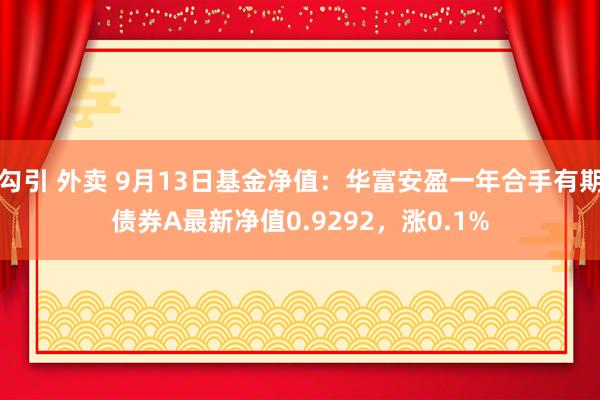 勾引 外卖 9月13日基金净值：华富安盈一年合手有期债券A最新净值0.9292，涨0.1%