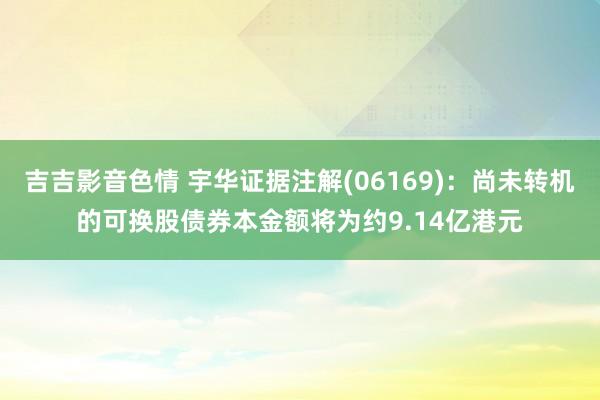 吉吉影音色情 宇华证据注解(06169)：尚未转机的可换股债券本金额将为约9.14亿港元