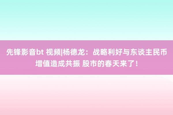 先锋影音bt 视频|杨德龙：战略利好与东谈主民币增值造成共振 股市的春天来了！