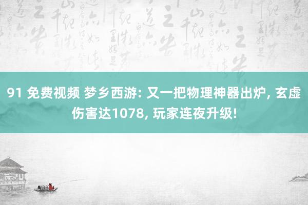 91 免费视频 梦乡西游: 又一把物理神器出炉， 玄虚伤害达1078， 玩家连夜升级!