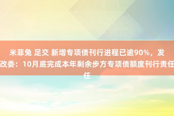 米菲兔 足交 新增专项债刊行进程已逾90%，发改委：10月底完成本年剩余步方专项债额度刊行责任