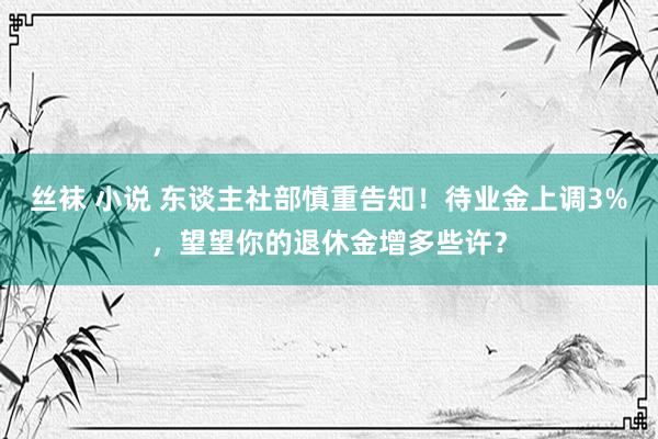 丝袜 小说 东谈主社部慎重告知！待业金上调3%，望望你的退休金增多些许？