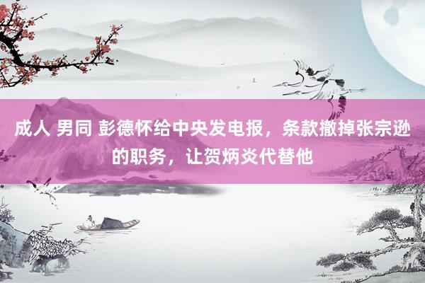 成人 男同 彭德怀给中央发电报，条款撤掉张宗逊的职务，让贺炳炎代替他